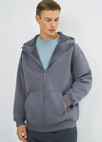 Утеплённая толстовка на молнии, Серый