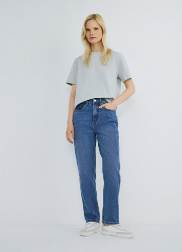 Джинсы Mom с высокой посадкой, Синий