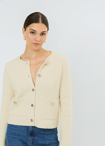 Укороченный кардиган из махровой пряжи, Желтый