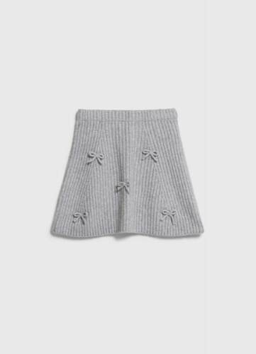 Вязаная юбка с бантами для девочек, Серый