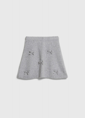 Вязаная юбка с бантами для девочек, Серый