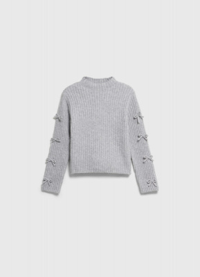 Свитер с бантами для девочек, Серый