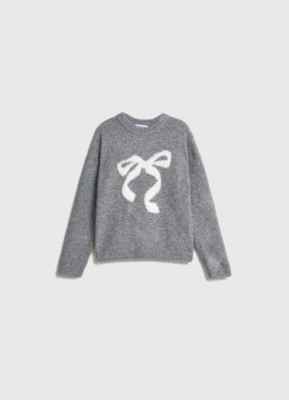 Вязаный джемпер для девочек, Серый