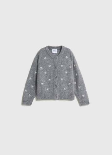 Кардиган с вышивкой для девочек, Серый