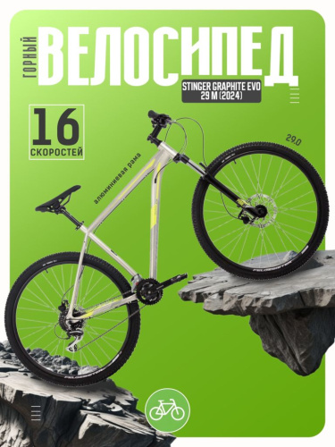 Горный велосипед Stinger Graphite Evo 29 M, год 2024, цвет Серый, ростовка 22