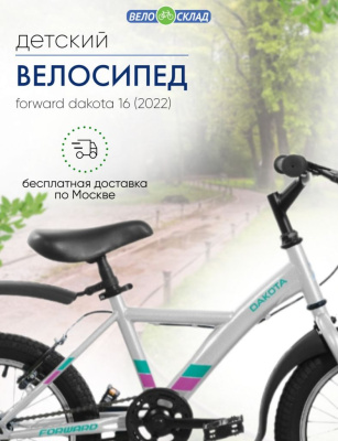Детский велосипед Forward Dakota 16, год 2022, цвет Серый-Фиолетовый