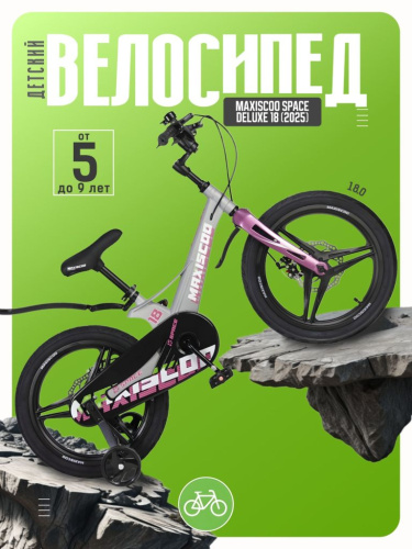 Детский велосипед Maxiscoo Space Deluxe 18, год 2025, цвет Серый