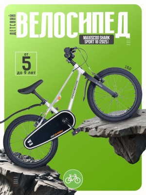 Детский велосипед Maxiscoo Shark Sport 18, год 2025, цвет Серый