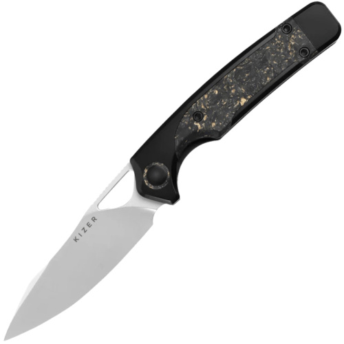 Складной нож Kizer Ara, сталь S45VN, рукоять карбон, черный/золотистый