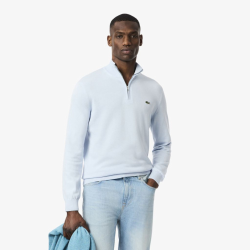 Мужской хлопковый свитер Lacoste на молнии с высоким воротом