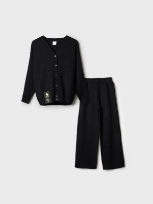 Комплект трикотажный для девочек: брюки, кардиган