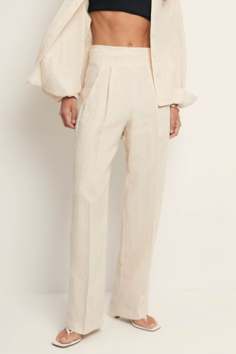 Брюки изо льна широкого силуэта