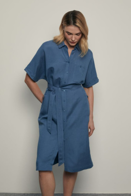 Платье миди на пуговицах с поясом