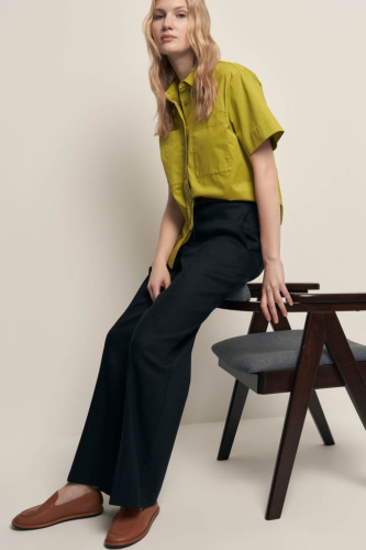 Брюки прямого кроя с добавлением льна