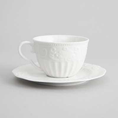 Чайная пара Emboss White