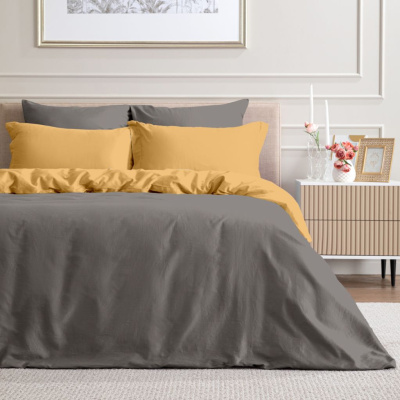 Постельное белье Volcanic gray & Summer yellow