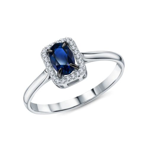 Золотое кольцо с бриллиантами природными и сапфирами природными