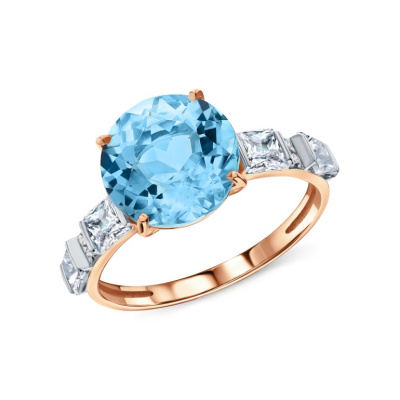 Золотое кольцо с топазами природными