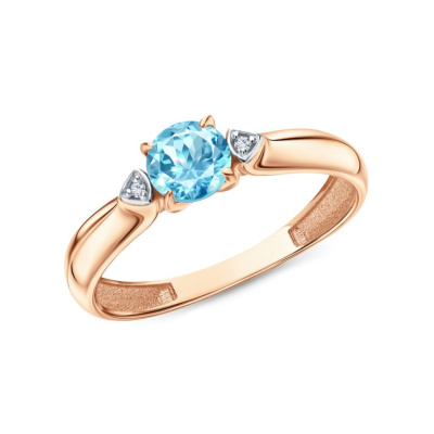 Золотое кольцо с бриллиантами природными и топазами природными