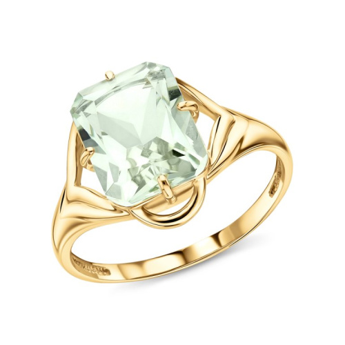 Золотое кольцо с празиолит природными