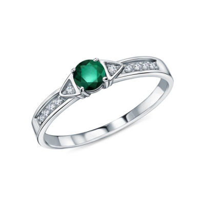 Золотое кольцо с бриллиантами природными и изумрудами природными