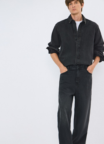 Джинсовая рубашка на пуговицах, Серый