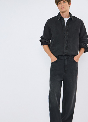 Джинсовая рубашка на пуговицах, Серый