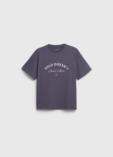 Футболка оверсайз с принтом, Серый