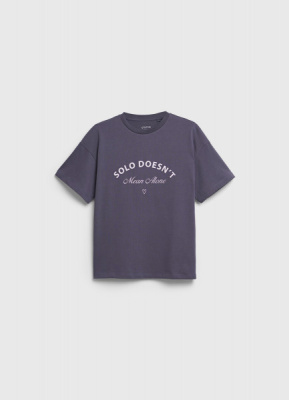 Футболка оверсайз с принтом, Серый