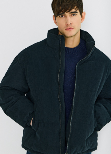 Утеплённая куртка из вельвета, Синий