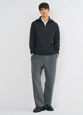 Джемпер с воротником-стойкой на молнии, Серый