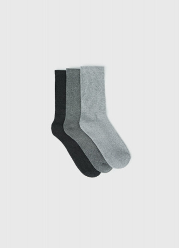 Носки в рубчик, 3 пары, Серый