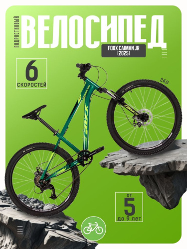 Подростковый велосипед Foxx Caiman JR, год 2025, цвет Зеленый, ростовка 12