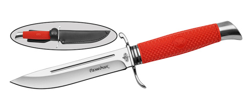 Нож Витязь B5400-2 Разведчик, сталь 9Cr18MoV, рукоять эластомер, красный