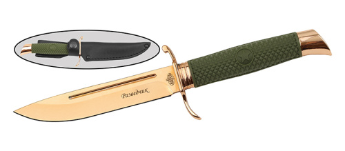 Туристический нож Витязь B5400-3 Разведчик, сталь 9Cr18MoV, рукоять эластомер, хаки