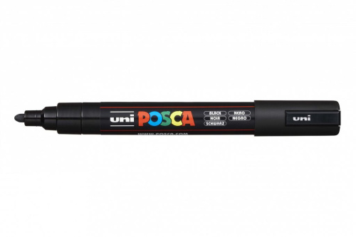 Маркер UNI "POSCA" PC-5M, 1,8-2,5 мм, наконечник пулевидный, цвет черный