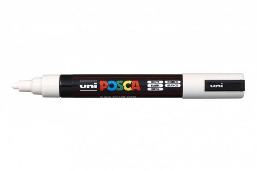 Маркер UNI "POSCA" PC-5M, 1,8-2,5 мм, наконечник пулевидный, цвет белый