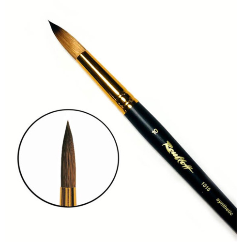 Кисть синтетика под колонок №10 круглая Roubloff "1S15" короткая ручка