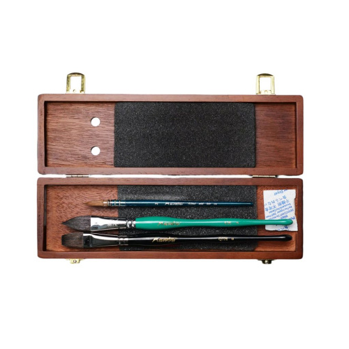 Набор кистей для акварели Mairtini 3 шт, (636-6,Q728-6,656-2)-K, в деревянной коробке