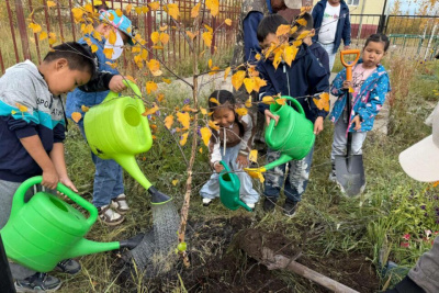 Специалисты Нюрбинского лесничества вместе со школьниками высадили «Сад памяти»  / ЯСИА   