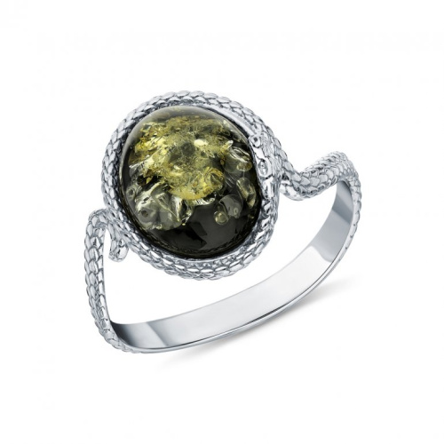 Серебряное кольцо с янтарем природным