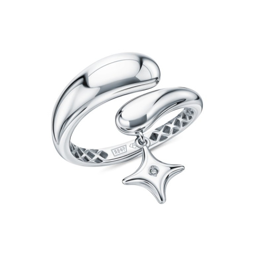 Серебряное кольцо с бриллиантами природными