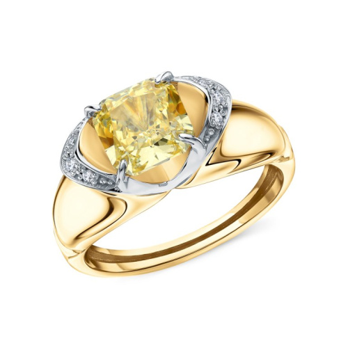 Золотое кольцо с фианитами и бриллианитами