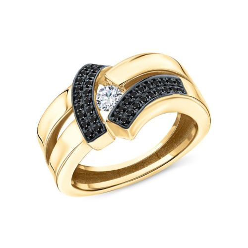 Золотое кольцо с фианитами и бриллианитами