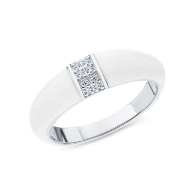 Серебряное кольцо с эмалью и фианитами