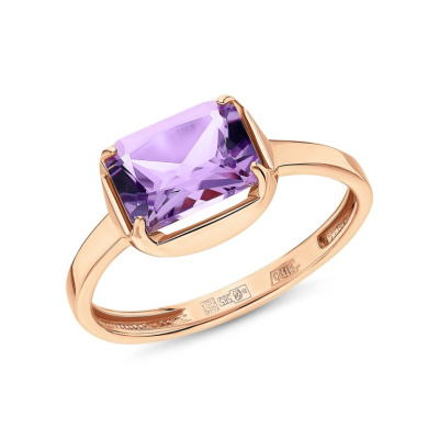 Золотое кольцо с аметистами природными