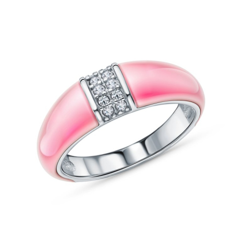 Серебряное кольцо с эмалью и фианитами