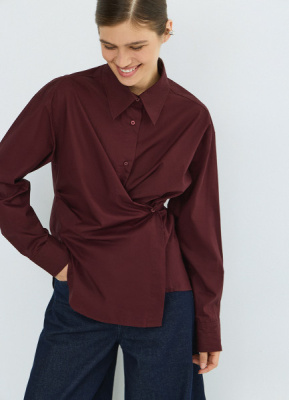 Асимметричная рубашка из хлопка, Фиолетовый