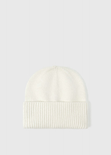 Вязаная шапка с отворотом, Бежевый