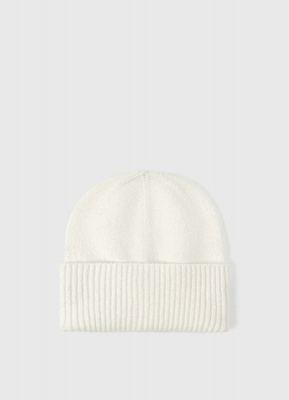 Вязаная шапка с отворотом, Бежевый